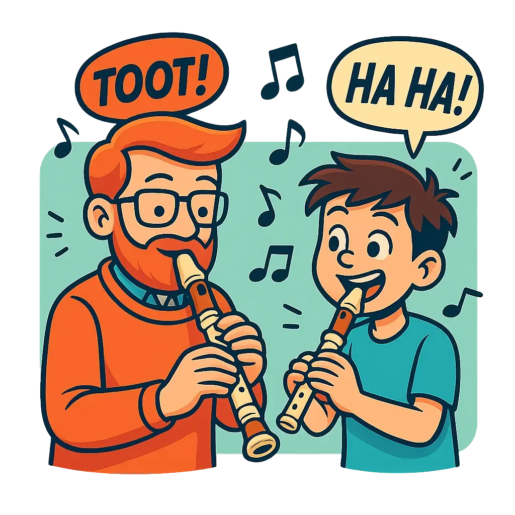 Dos músicos tocando la flauta dulce juntos